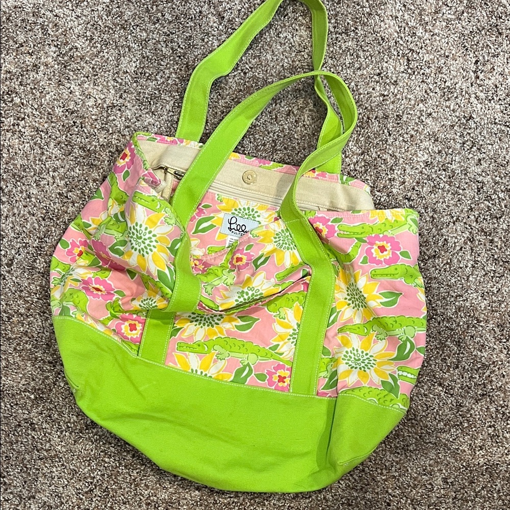 Lilly Pulitzer Vibrant Green and Pink Tote